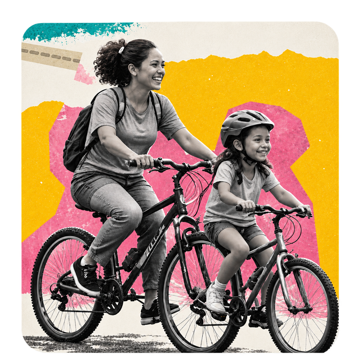 Família pedalando